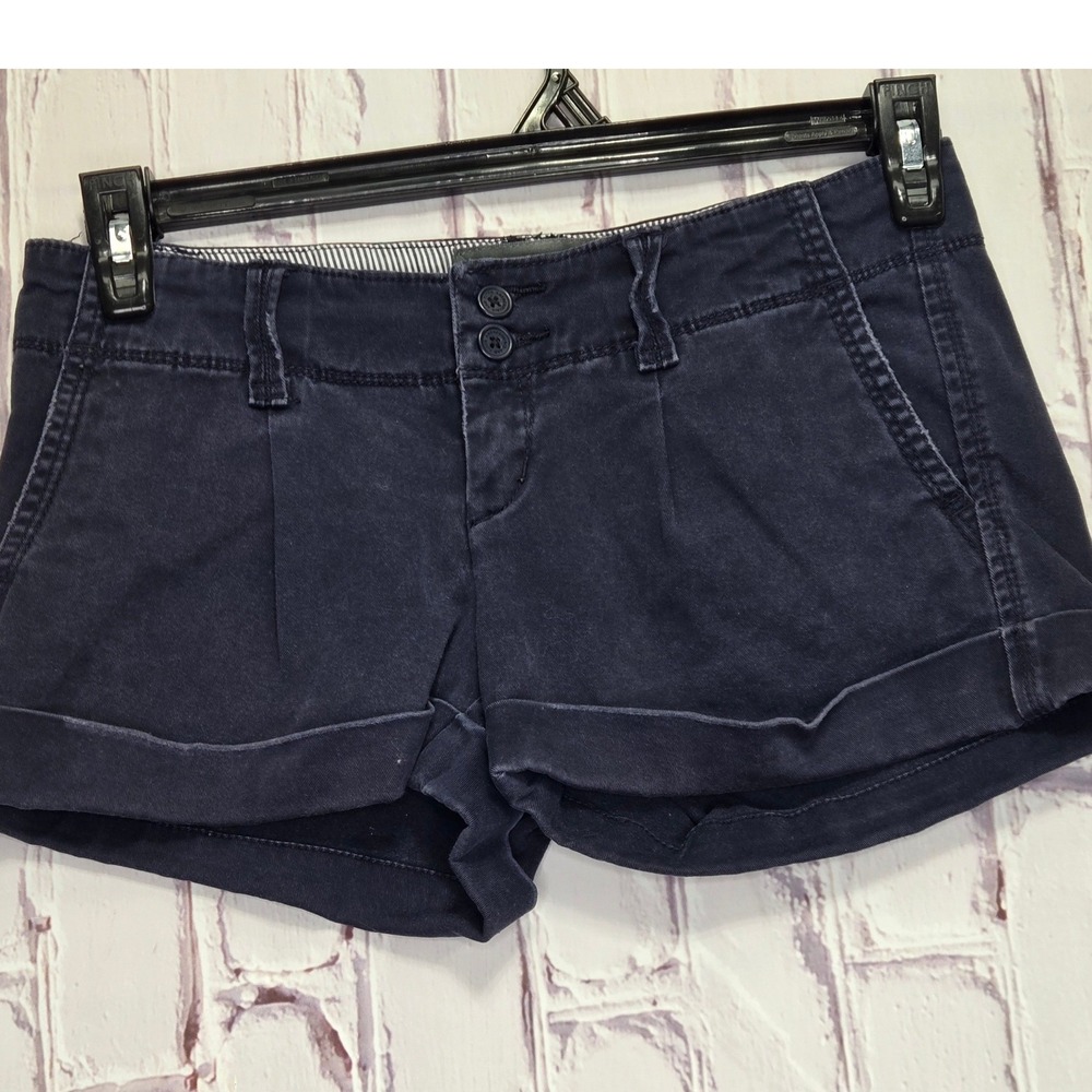Abercrombie & Fitch Shorts Navy Blue Stretch Cuffed Chino Preppy Women Size 0